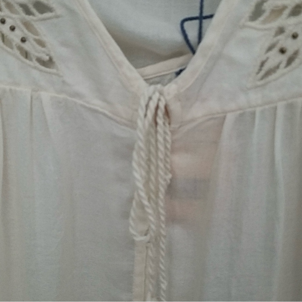 Silver Jeans Off White Embroidered & Embellished Boho Top - Large NWT. FABULOUS! - Picture 4 of 12